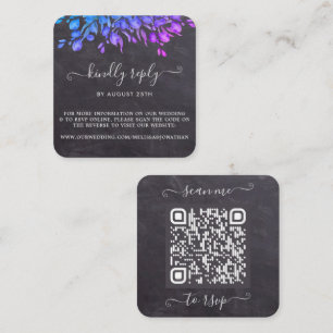 Cartão De Informações Rustic Eucalyptus Wedding Website QR Code RSVP