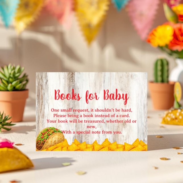 Cartão De Informações Rustic Fiesta Books for Baby Card | Neutral Taco (Criador carregado)