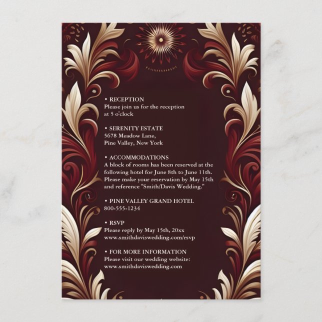 Cartão De Informações Rustic Fiesta Floral Rosa Casamento Espanhol (Frente)