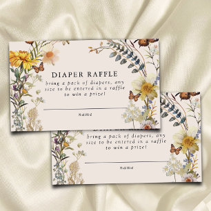 Cartão De Informações Rustic Floral Butterfly Fralda Raffle