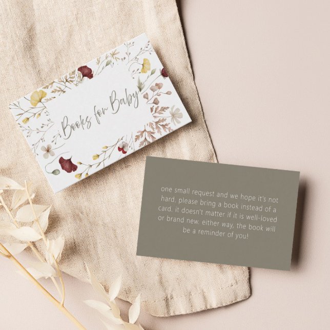 Cartão De Informações Rustic Floral Frame Books para Bebê | (Criador carregado)