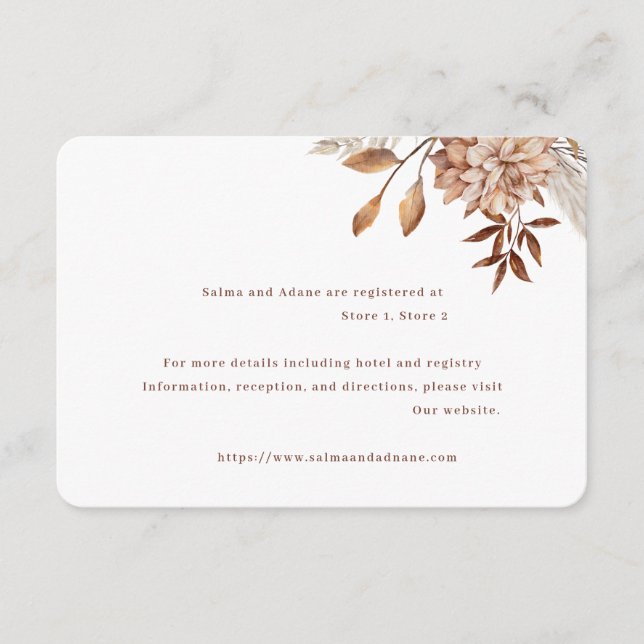 Cartão De Informações Rustic Floral Wedding Enclosure Card – Earthy Eleg (Frente)