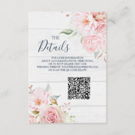 Cartão De Informações Rustic Floral Wedding QR code Details Insert