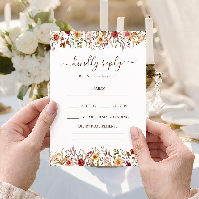 Cartão De Informações Rustic Flower Bloom Bohemian Wedding RSVP Cards (Criador carregado)