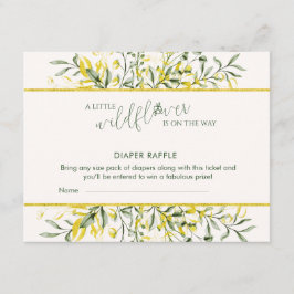 Cartão De Informações Rustic Golden Frame Baby Shower Diaper Raffle
