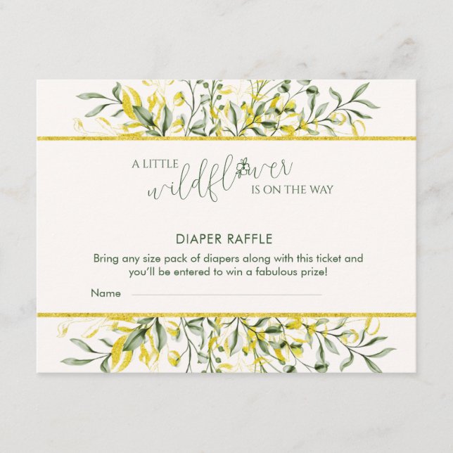 Cartão De Informações Rustic Golden Frame Baby Shower Diaper Raffle (Frente)