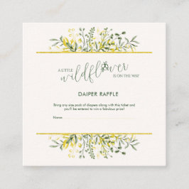 Cartão De Informações Rustic Golden Frame Wildflower Diaper Raffle