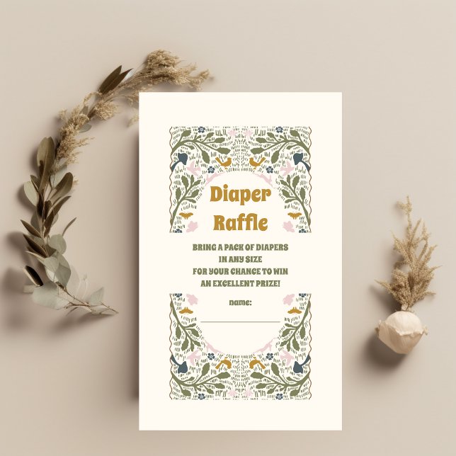 Cartão De Informações Rustic Green Woodland Fern Fralda Raffle (Criador carregado)