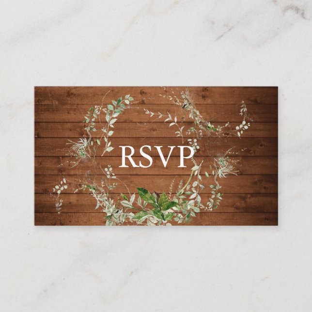 Cartão De Informações Rustic Greenery Wedding RSVP (Frente)