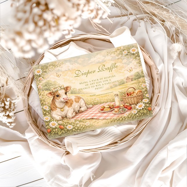 Cartão De Informações Rustic Highland Cow Diapper Raffle (Criador carregado)