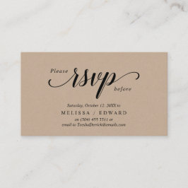 Cartão De Informações Rustic Kraft, Black Script, RSVP respondem