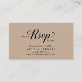 Cartão De Informações Rustic Kraft, Black Script, RSVP respondem