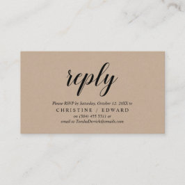Cartão De Informações Rustic Kraft, Black Script, RSVP respondem
