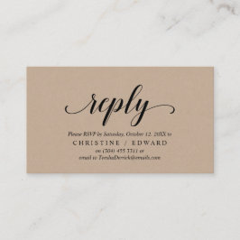 Cartão De Informações Rustic Kraft, Black Script, RSVP respondem