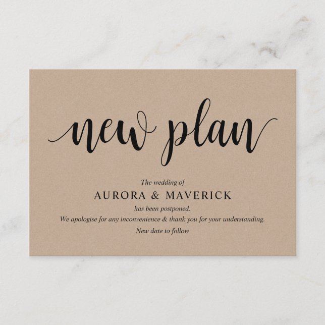 Cartão De Informações Rustic Kraft, Black, Wedding posterga, editável (Frente)