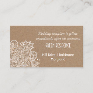 Cartão De Informações Rustic Kraft Paper Paisley Wedding Insert
