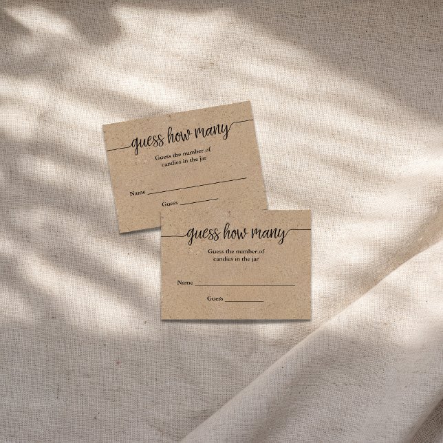 Cartão De Informações Rustic Kraft Roteiro Adivinha Quantos Placas De Jo (Criador carregado)