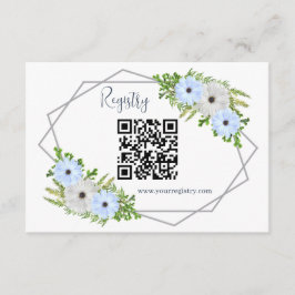 Cartão De Informações Rustic Light Blue and White Floral Quinceañera