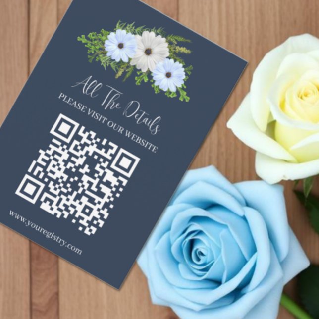 Cartão De Informações Rustic Light Blue and White Floral Quinceañera  (Criador carregado)