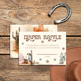 Cartão De Informações Rustic Little Cowboy Western Diaper Raffle Card