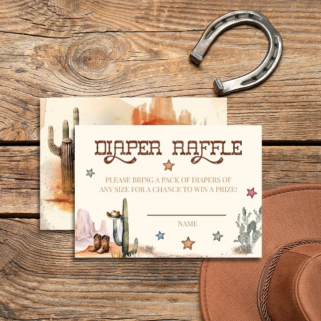 Cartão De Informações Rustic Little Cowboy Western Diaper Raffle Card (Criador carregado)