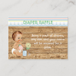 Cartão De Informações Rustic Mason Jar Wood Fralda Raffle