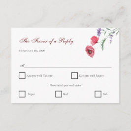 Cartão De Informações Rustic Meadow Poppy & Lavender Watercolor Wedding