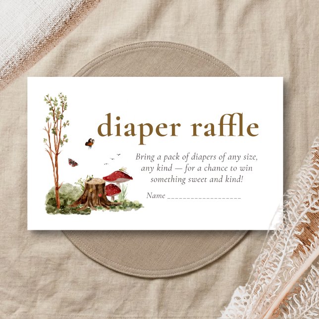 Cartão De Informações Rustic Mushroom Woodland Baby Shower Diaper Raffle (Mushroom Rustic Woodland Baby Shower Diaper Raffle)