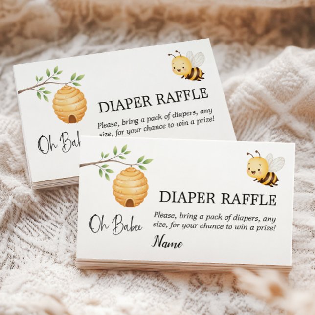 Cartão De Informações Rustic Oh Babee Honey Bee Baby Shower Diaper (Criador carregado)