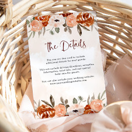 Cartão De Informações Rustic Orange Boho | Detalhes do Casamento por Aqu