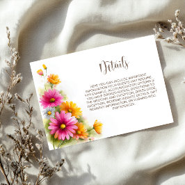Cartão De Informações Rustic Pink Orange Floral Wedding Details