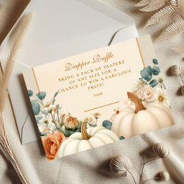 Cartão De Informações Rustic Pumpkin Floralm Diapper Raffle
