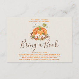 Cartão De Informações Rustic Pumpkin Traga um livro Fall Autumn Chá