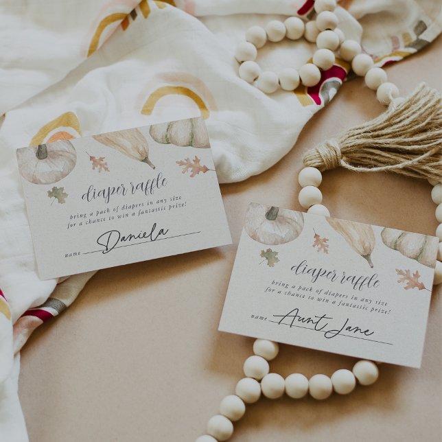 Cartão De Informações Rustic Pumpkins Fall Chá de fraldas Fralda Raffle (Criador carregado)