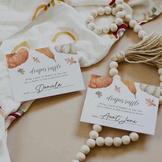 Cartão De Informações Rustic Pumpkins Fall Chá de fraldas Fralda Raffle (Criador carregado)