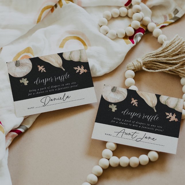 Cartão De Informações Rustic Pumpkins Fall Chá de fraldas Fralda Raffle (Criador carregado)