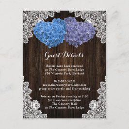 Cartão De Informações Rustic Purple and Blue Floral Enclosure Card