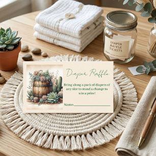 Cartão De Informações Rustic Succulent & Cactos Fralda Raffle