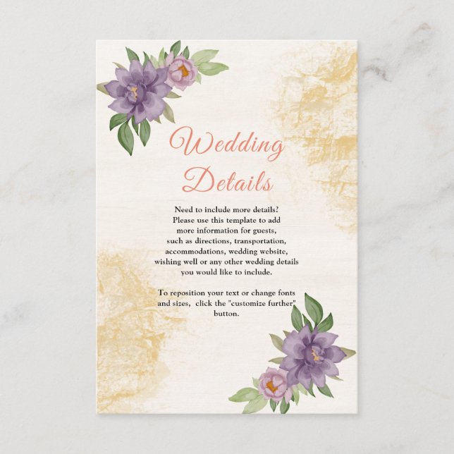 Cartão De Informações Rustic Summer aesthetic Wildflower Wedding (Frente)