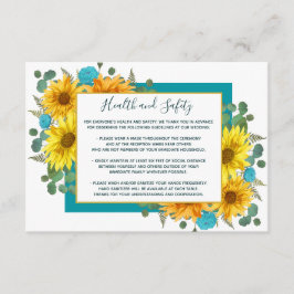 Cartão De Informações Rustic Sunflower Teal Rosas Casamento Segurança Sa