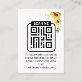 Cartão De Informações Rustic Sunflowers Wedding QR Code RSVP
