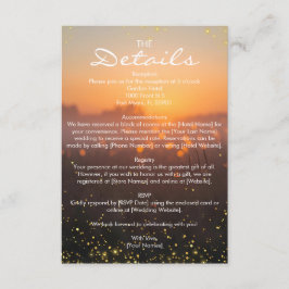 Cartão De Informações Rustic Sunset Nature Fireflies Wedding Details