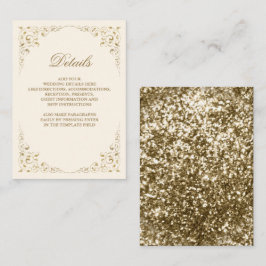 Cartão De Informações Rustic Swirl Frame e Dourados Detalhes do Casament