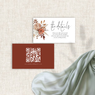 Cartão De Informações Rustic Terracotta Florals QR Code Detalhes de Casa