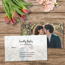 Cartão De Informações Rustic two photos Wedding budget RSVP