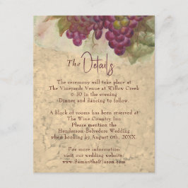 Cartão De Informações Rustic Vineyard Wedding Details Enclosure Card