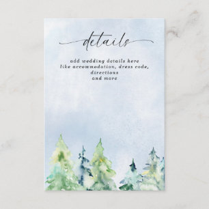 Cartão De Informações Rustic Watercolor Mounts Pine Casamento no inverno