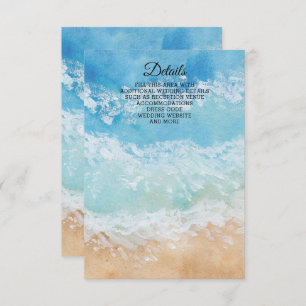 Cartão De Informações Rustic Watercolor Summer Sea Beach Weding