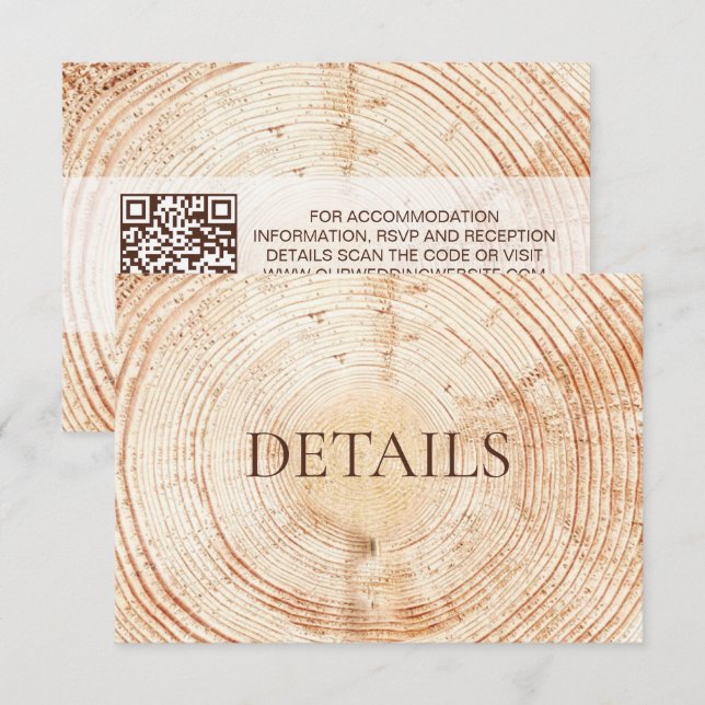 Cartão De Informações Rustic Wedding Woodland Details QR code Template (Frente/Verso)