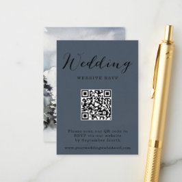 Cartão De Informações Rustic Winter Mountain Code QR Resposta de Casamen
